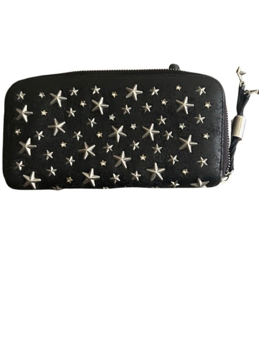 Jimmy Choo Black Star-Stud Zip Card Holder